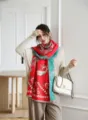 Damen Retro Print Kaschmir-Gefühl Schal, warmer gemütlicher Mode-Schal für den Alltag. - Rotes persisches Paisleymuster