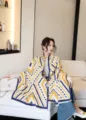 Spesso motivo geometrico donna sciarpa scialle caldo elegante versatile accogliente accessorio - Geometria di vita gialla