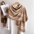Damen kaschmirähnlicher Wendeschal, eleganter Winterschal mit Karomuster, brauner Überwurf. - Kamelfarbenes Gitter