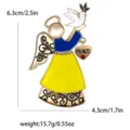 Vintage enamel angel brooch featuring a white dove and peace heart charm, elegant fashion jewelry. - KC Gold Yellow Angel (1917-YL) / Yellow