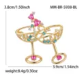 Broche elegante en forma de copa de cóctel creativa con pedrería de colores para mujeres - Estilo Copa de Cóctel (MM-BR-5938-BL) / Azul