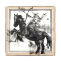 Pañuelo cuadrado de seda con estampado de caballo de tinta para mujer elegante y retro - XFJ13
