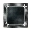 Elegante pañuelo cuadrado de lunares negros y blancos con lazos y borde de encaje. - XFJ07