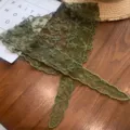 Foulard triangulaire en dentelle verte vintage brodé écharpe creuse en maille - Vert