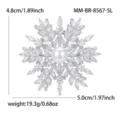 Elegante spilla a fiocco di neve con zirconi cubici scintillanti e perla, gioiello moda argento. - Fiocco di Neve Argento (MM-BR-8567-SL) / Argento