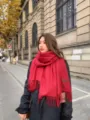 Roter langer Kaschmir-Gefühl Schal mit Fransen warmer Winterschal modisches Paar Accessoire - Rot