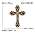 Goldfarbene Legierung schwarzer Strass Kreuz Brosche, elegante Mode Kleidung Zubehör. - KC Gold Schwarz Stil (6050-BK) / Gold-Schwarz