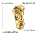 Gold abstract face brooch pin, stylish artistic metallic lapel pin for clothing decor. - Abstract Half Face Mask Style (MM-BR-5895-GD) / Gold