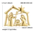 Gold Nativity Scene Brooch Christmas Religious Lapel Pin Alloy Fashion Jewelry Gift - Gold