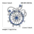 Elegant alloy anchor brooch with blue crystal rhinestones, perfect for stylish outfits. - Silver Anchor Helm Style (BR5909-BL) / Blue Rhinestone