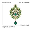 Vintage groene strass broche met kristallen hanger, elegante barokke mode sieraden accessoire. - KC Goud Groen