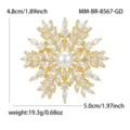 Splendida Spilla Fiore di Neve Dorata Zircone Perla Elegante Accessorio per Abito - Fiocco di Neve Oro (MM-BR-8567-GD) / Oro