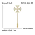 Vergoldete Kristall Kreuz Anstecknadel Brosche, elegantes Modeaccessoire für Damen und Herren. - Kreuz Lange Nadel (8560-GD) / Gold