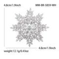 Detail view of luxury full rhinestone snowflake brooch, size 4.8cm, weight 12.1g for outfits. - White Radial Snowflake Style (MM-BR-5859-WH)