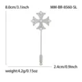 Elegante kupfervergoldete Kreuz-Langnadel Brosche, stilvoller Strass Revers-Schmuck für Damen. - Kreuz Lange Nadel (8560-SL) / Silber