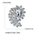 Elegant crystal rhinestone brooch pin, vintage leaf design suit dress jewelry accessory. - Silver
