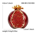 Broche de granada roja esmaltada, elegante prendedor de aleación para abrigo y traje. - Estilo Perla Roja (5769-RDX)