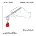 Creative alloy enamel scalpel brooch with red crystal teardrop pendant for fashion wear - Silver Red Pendant (MM-BR-5565-SL/RD) / Silver