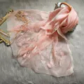 Spring autumn 100% mulberry silk scarf elegant pink floral embroidered long shawl gift for women. - Pink / Above 185cm