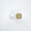 Close-up of asymmetric pearl and crystal cluster ring with gold setting, elegant detail shot. - Ring-Acrylic Bead / Gold