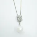 Detail view of elegant pearl and zirconia cluster pendant necklace close up display. - Pendant Only-Acrylic Bead (Without Chain) / Silver