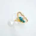 Exquisite butterfly pearl jewelry detail shot, gold plated copper with enamel drip oil and stones. - Ring - Gold (Artificial Pearl)