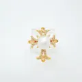 Detailansicht von vintage gold perle zirkonia kreuz schmuck zubehör mit mikro pavé - Ring / Acrylperlen / Gold