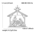 Silver Christmas Nativity Brooch Alloy Manger Pin Religious Holiday Fashion Jewelry - Silver (5943-SL)