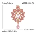 Elegante barok roze strass broche goudkleurige legering hanger mode sieraden 9.7cm - KC Goud-Roze
