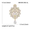 Elegante vintage kristallen strass broche met druppelhanger, goudkleurig, 9,7 cm. - KC Goud-Zilver
