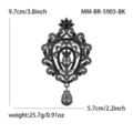 Vintage zwarte strass broche hanger elegante kristalen reversspeld sieraden 5.7cm - Guns-zwart-Zwart
