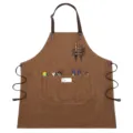 Durable canvas work apron with multiple tool pockets, adjustable straps for gardening and cooking. - Coffee