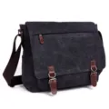 Canvas messenger bag for men, vintage shoulder bag and stylish student laptop crossbody. - 15 Inch / Black