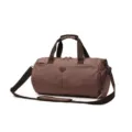Waterproof travel duffel bag with shoe compartment, casual canvas luggage bag for men and women. - Brown (Small)