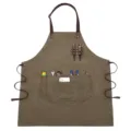 Canvas Work Apron Multi-Pocket Tool Apron Adjustable Straps for Gardening Kitchen - Army Green