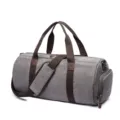 Canvas travel duffel bag for men and women, casual outdoor sports shoulder bag with shoe compartment. - Gray