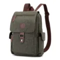 Multifunctional waterproof canvas backpack for outdoor travel, casual daypack with multiple pockets. - Army Green