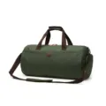 Waterproof green travel duffel bag with brown straps, stylish gym and overnight bag for men. - Army Green (Large)