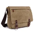 Canvas messenger bag for men, vintage shoulder bag, casual crossbody bag khaki color. - 15 Inch / Khaki