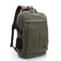 Vintage washed canvas backpack for men and women large capacity casual school travel bookbag - Army Green