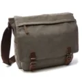 Grey canvas messenger bag for men, stylish casual student shoulder crossbody bag. - 15 Inch / Grey Upgraded