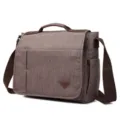Bolso bandolera informal de lona para hombre marron bolso de hombro multi-bolsillos - Caqui