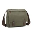Canvas messenger bag men casual shoulder bag vintage cross body bag stylish school bag - 15 Inch / Army Green Upgraded