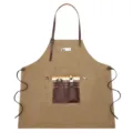 Khaki Canvas Work Apron with Leather Straps Multi Pockets Tool Apron for Gardening - Khaki