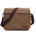 Men Canvas Messenger Bag Casual Vintage Crossbody Bag Adjustable Strap Brown Satchel - M / Coffee