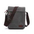 Grey canvas crossbody bag for men, stylish casual messenger shoulder bag with adjustable strap. - S / Gray