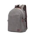 Grauer Canvas Rucksack für Damen und Herren, lässige Schultasche mit USB Ladeanschluss. - Grau
