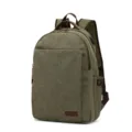 Klassischer Canvas Laptop Rucksack mit USB Ladeanschluss, lässige Schultasche für Alltag. - Armeegrün
