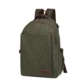 Water-resistant canvas casual backpack with USB charging port, durable school bookbag for daily use. - Army Green