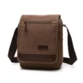 Men's casual canvas shoulder bag brown crossbody messenger bag for daily commuting - M / Coffee